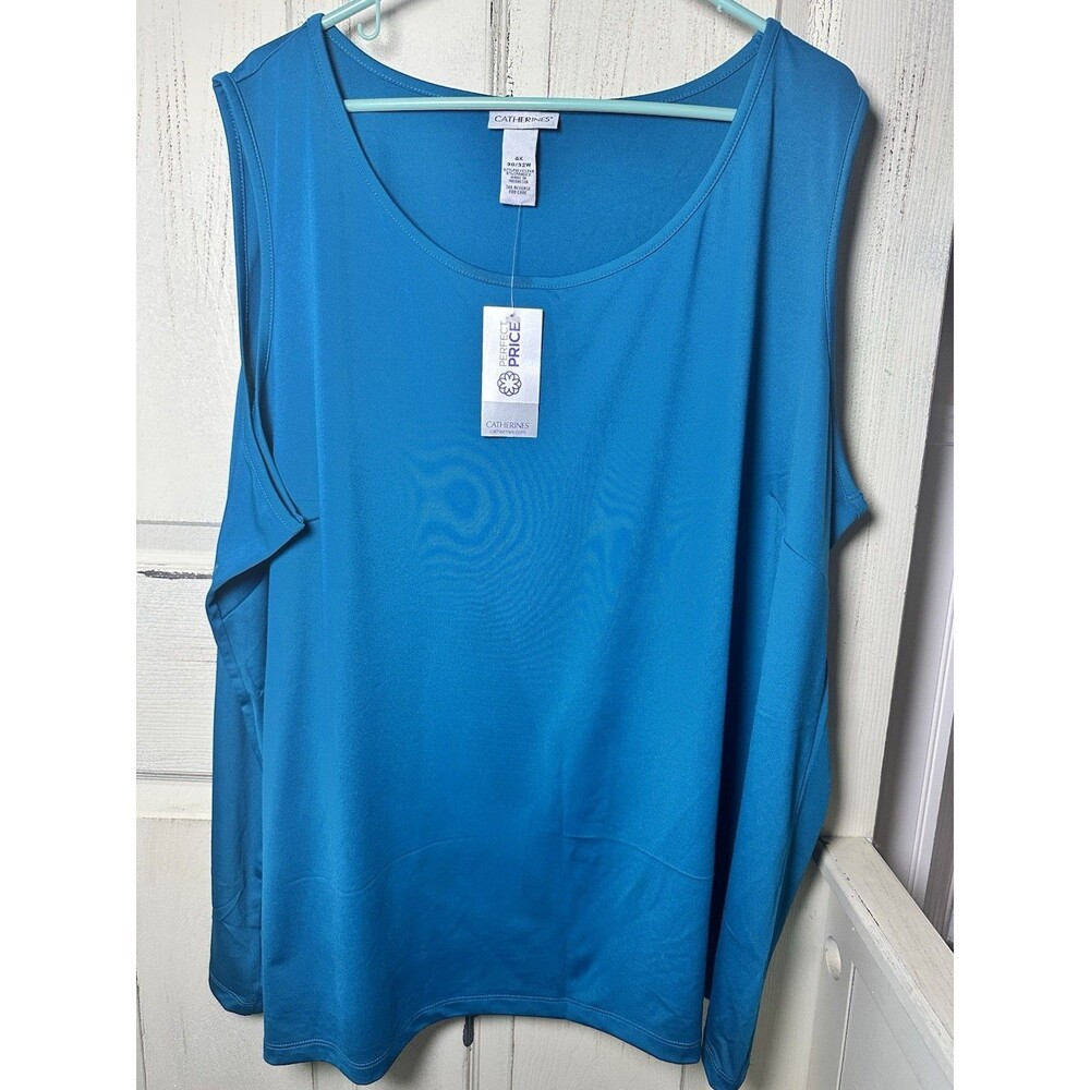 Catherine’s Shirt Womens 4X 30-32W Turquoise Teal Tank Top Sleeveless Plus Size